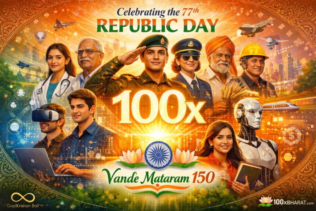 100xBharat: Unlocking 100xPotential for a Nation Reborn. Vande Mataram 77th Republic Day celebration at 100xbharat